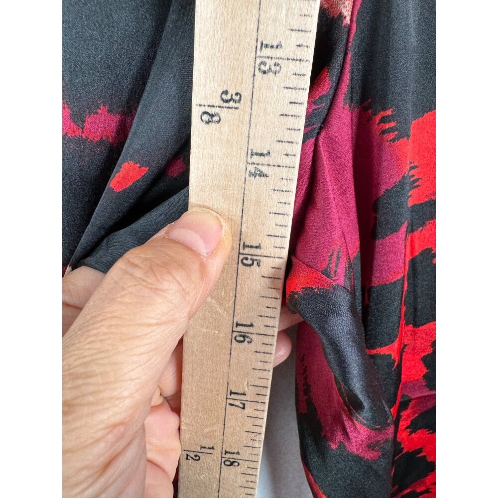 Live 4 Truth super wide Animal Print satin pull on pants red black 90s sz L - Picture 6 of 9